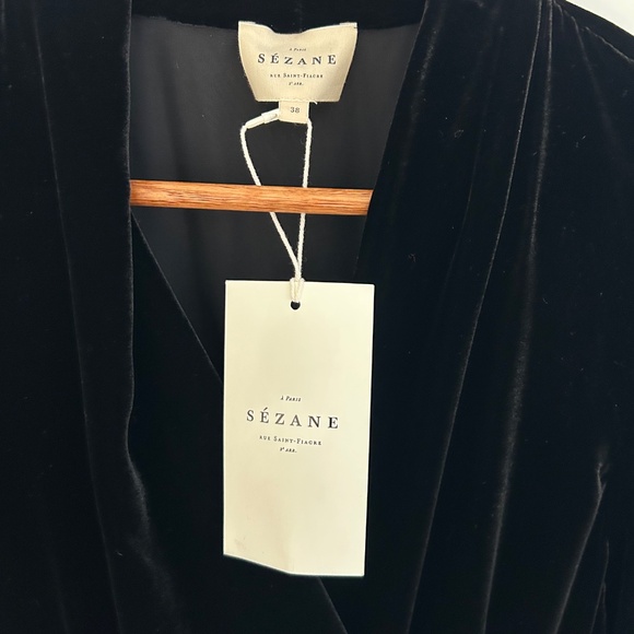 Sezane Kellyn Black Velvet Jumpsuit - New with tags NWT - Picture 8 of 10